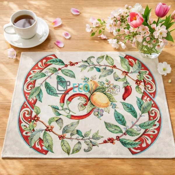 Гобеленова серветка на стіл Лимони з перцем Чилі 37 х 49 ...
