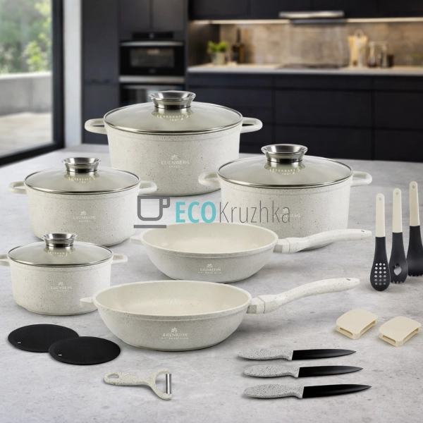 Набір кухонного посуду Edenberg 21 предметів з мармурови ... Набір кухонного посуду Edenberg 21 предметів з мармурови ...