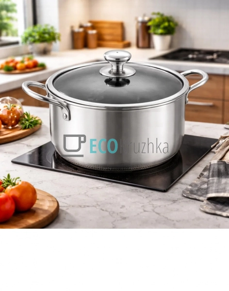 Каструля 3.6л нержавіюча професійна з кришкою 20х11 см E ... Каструля 3.6л нержавіюча професійна з кришкою 20х11 см E ...