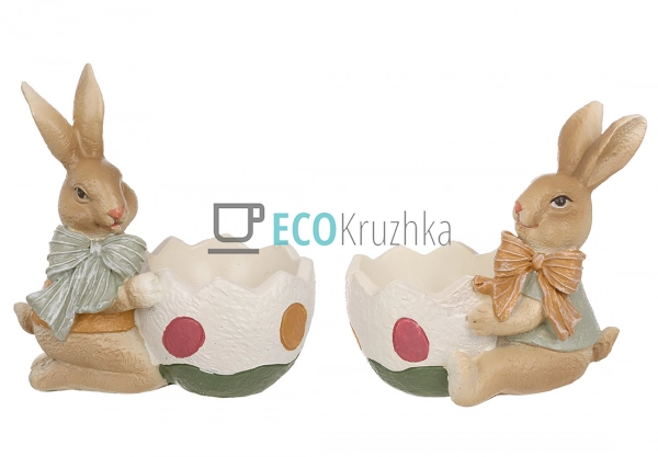 Підставка під яйце Заєць з бантом 9.5×6×9 см, 2 дизайни ... Підставка під яйце Заєць з бантом 9.5×6×9 см, 2 дизайни ...
