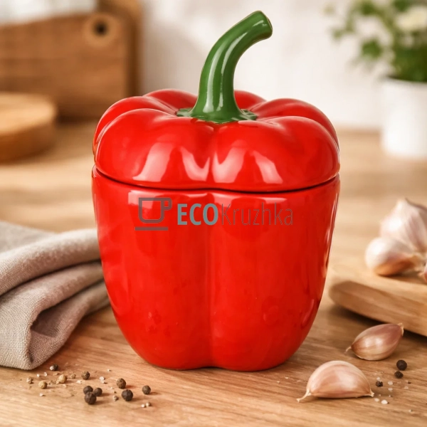 Керамічна ємність Перець червоний 700 мл 13.5×13×17.2 см ...