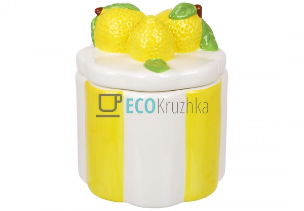 Керамічна банка Lemon для зберігання 10×12 см (304-055)
