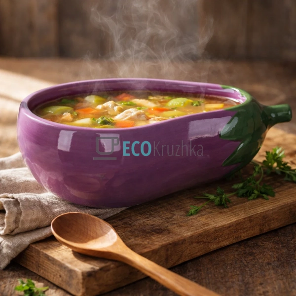Піала керамічна 600 мл Баклажан 22×12×6 см – миска для с ...