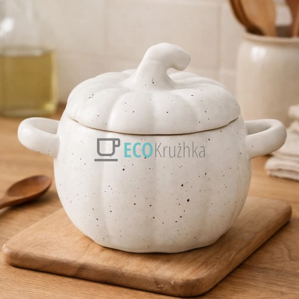 Керамічна банка Гарбуз граніт 600 мл з ручками 17.3×13×1 ...