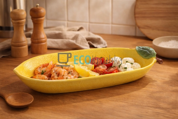 Блюдо керамічне Лимон 34 х 15.6 х 3.5см (304-014)