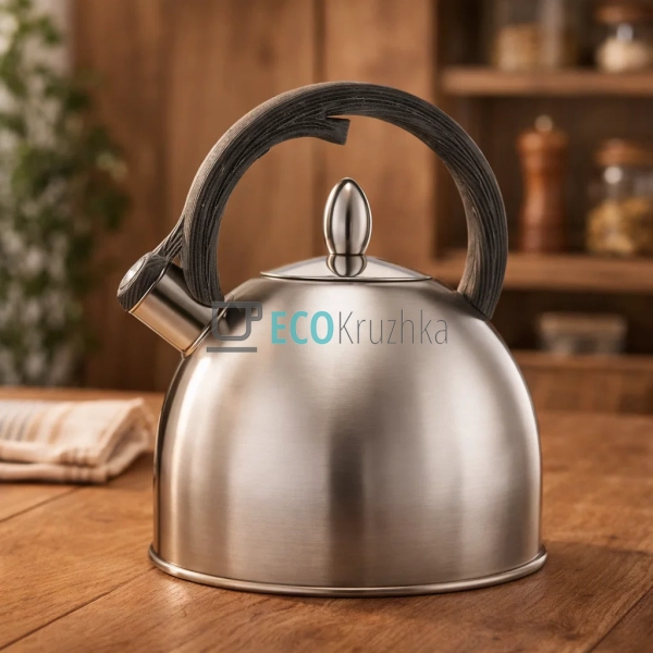 Чайник 2.5 л з нержавіючої сталі зі свистком і нейлоново ... Чайник 2.5 л з нержавіючої сталі зі свистком і нейлоново ...