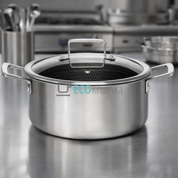 Каструля 7.5л нержавіюча професійна з кришкою 26х14.5см ... Каструля 7.5л нержавіюча професійна з кришкою 26х14.5см ...
