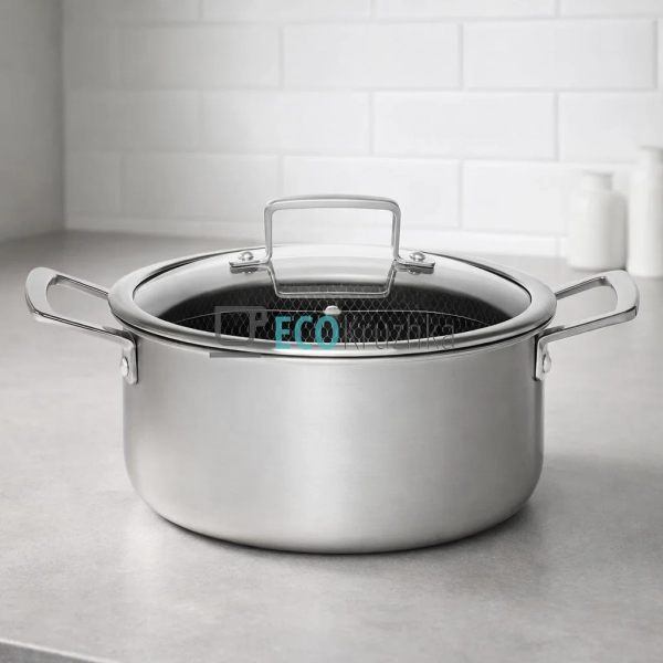 Каструля 4.5л нержавіюча професійна з кришкою 22х12.5см ... Каструля 4.5л нержавіюча професійна з кришкою 22х12.5см ...