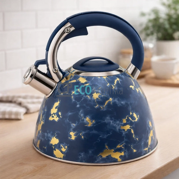 Чайник зі свистком 3 л Edenberg з нержавіючої сталі сині ...