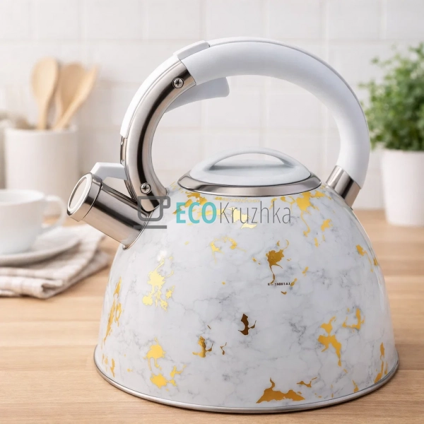 Чайник зі свистком 3 л Edenberg з нержавіючої сталі сіри ...