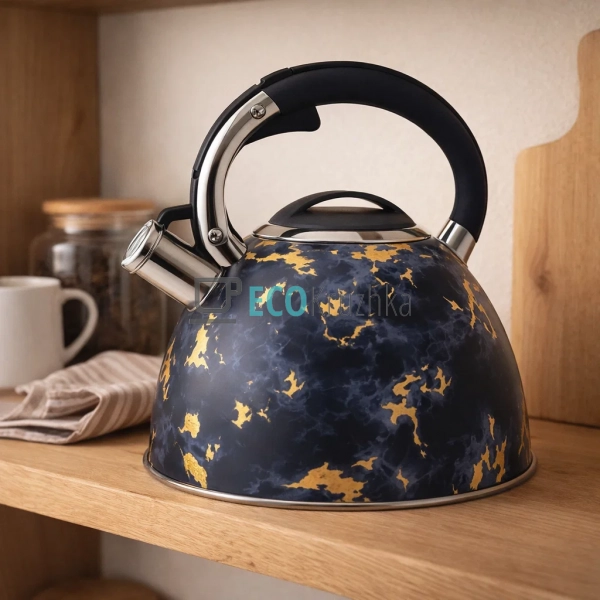 Чайник зі свистком 3 л Edenberg з нержавіючої сталі чорн ...