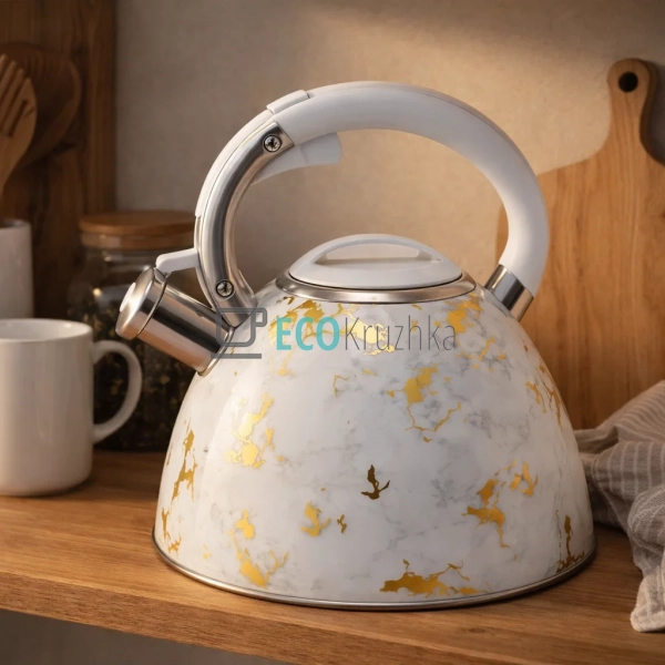 Чайник зі свистком 3 л Edenberg з нержавіючої сталі сіри ...