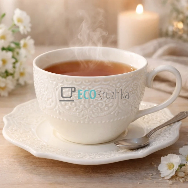 Порцелянова чашка з блюдцем Dentelle Blanche 260 мл (988 ...