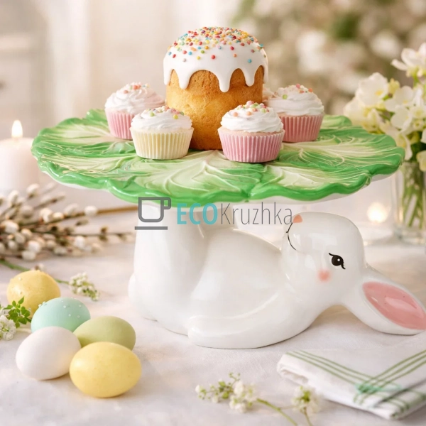 Підставка для паски та тістечок Зайка з капустою зелено- ...