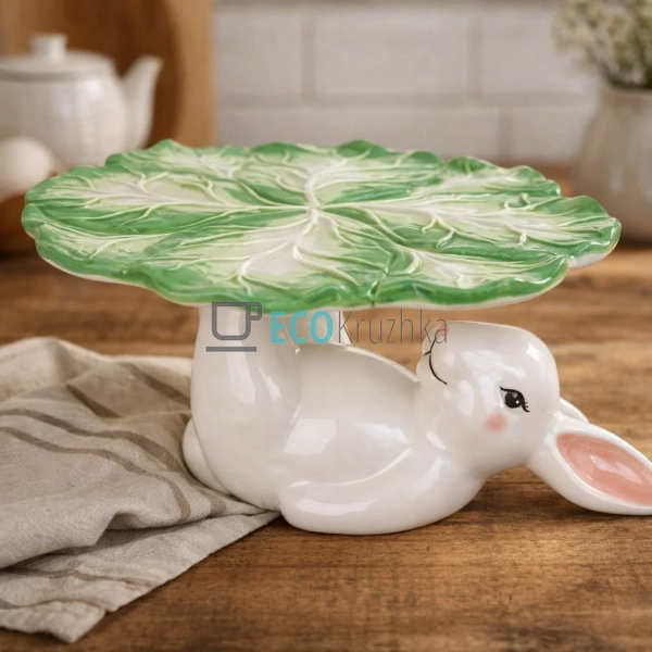 Підставка для паски та тістечок Зайка з капустою зелено- ...