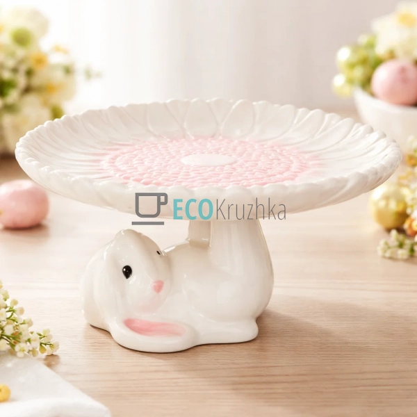 Підставка для паски та торта ‘Кролик з квіткою’ рожева 2 ...