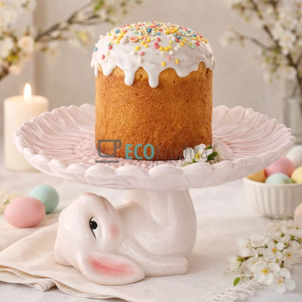 Підставка для паски та торта ‘Кролик з квіткою’ рожева 2 ...