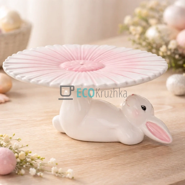 Підставка для паски та торта ‘Кролик з квіткою’ рожева 2 ...