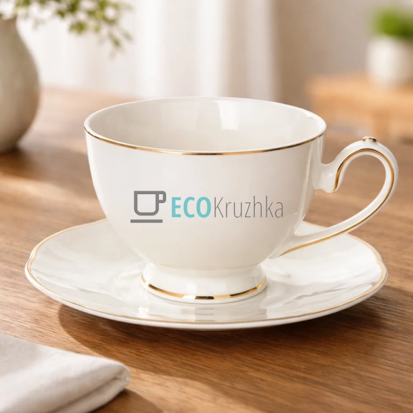 Чайний набір порцеляновий Silk White 6 чашок 200 мл і 6  ...