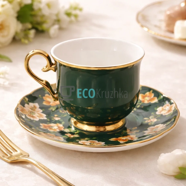 Чайний набір Green Magnolia 6 чашок 200 мл і 6 блюдець ( ...