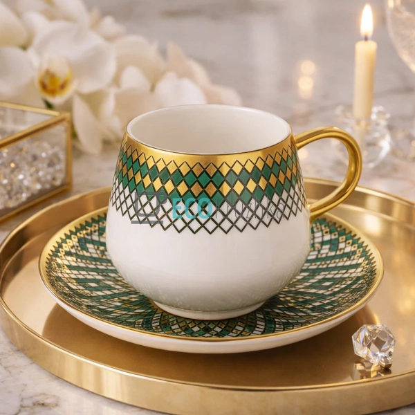 Чайний набір Emerald Mosaic 6 чашок 250 мл і 6 блюдець ( ...