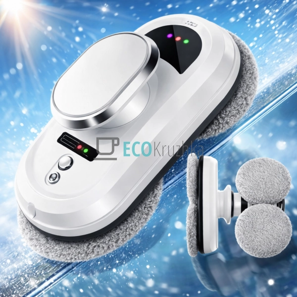 Робот для миття вікон з 4 насадками, розумний мийник скл ...