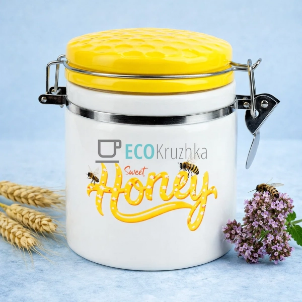 Керамічна банка для меду Honey з кришкою 480 мл (DM794-H ...