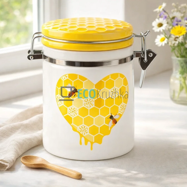 Керамічна банка Honey з кришкою та кліпсою 650 мл (DM792 ...