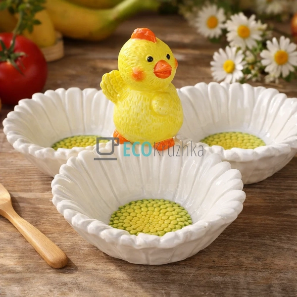 Керамічна менажниця ‘Курча в ромашках’ 20×18×10 см, крак ... Керамічна менажниця ‘Курча в ромашках’ 20×18×10 см, крак ...