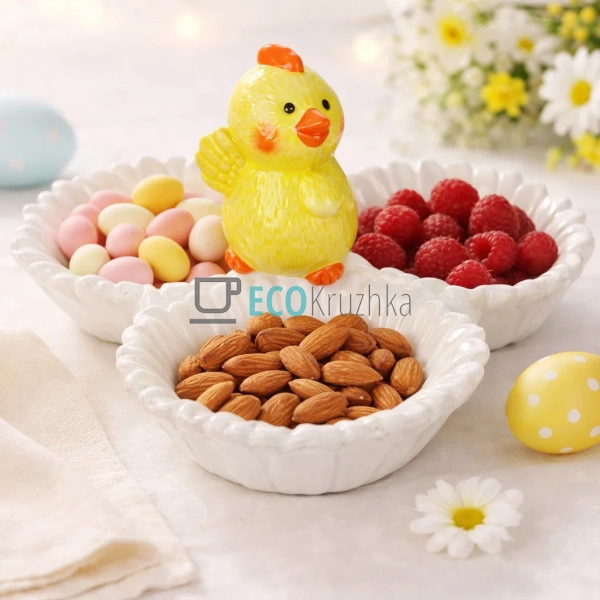 Керамічна менажниця ‘Курча в ромашках’ 20×18×10 см, крак ... Керамічна менажниця ‘Курча в ромашках’ 20×18×10 см, крак ...