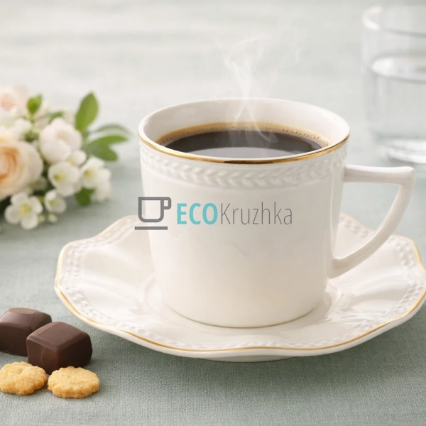 Кавовий набір порцеляновий Pure Grace 6 чашок 100 мл і 6 ... Кавовий набір порцеляновий Pure Grace 6 чашок 100 мл і 6 ...