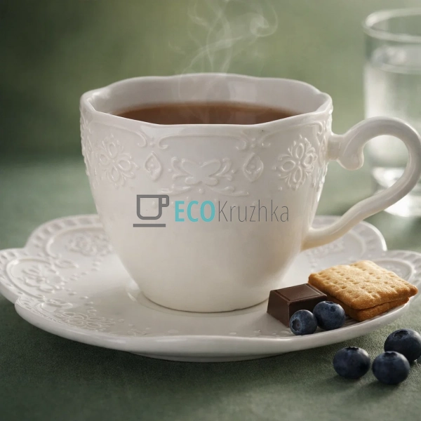 Порцелянова чашка з блюдцем ‘Мереживо’ 180 мл біла (988- ... Порцелянова чашка з блюдцем ‘Мереживо’ 180 мл біла (988- ...