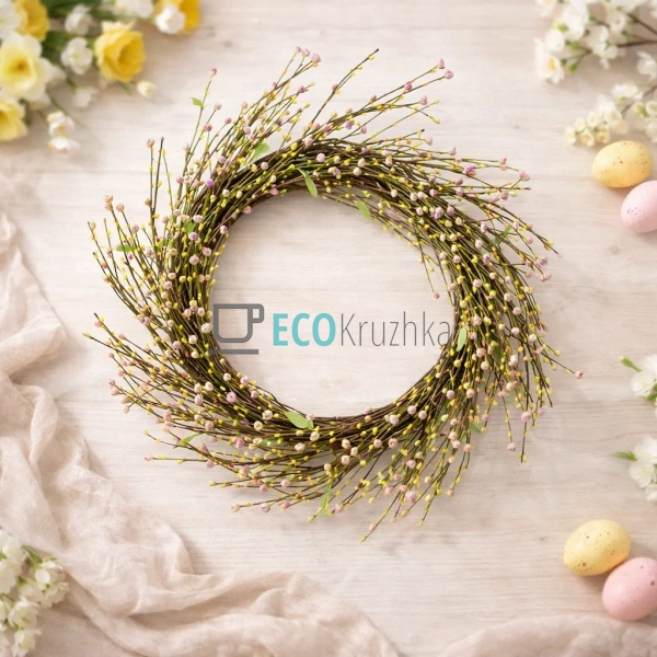 Великодній декоративний вінок на двері 51 см (H39-427) Великодній декоративний вінок на двері 51 см (H39-427)