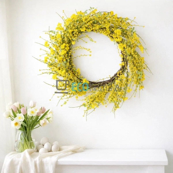 Великодній декоративний вінок на двері 53 см Мімоза (H39 ... Великодній декоративний вінок на двері 53 см Мімоза (H39 ...