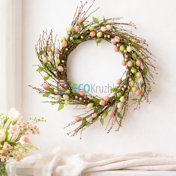 Великодній декоративний вінок на двері 50 см (H39-428) Великодній декоративний вінок на двері 50 см (H39-428)