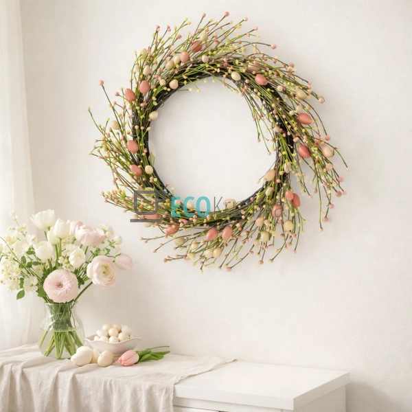 Великодній декоративний вінок на двері 50 см (H39-424) Великодній декоративний вінок на двері 50 см (H39-424)