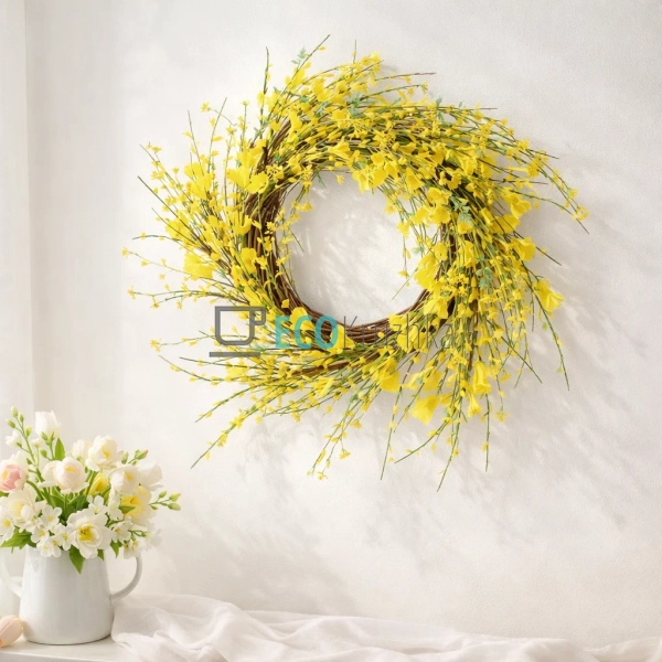 Великодній декоративний вінок на двері 40 см Мімоза (H39 ... Великодній декоративний вінок на двері 40 см Мімоза (H39 ...