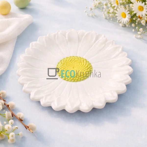 Керамічна тарілка Ромашка 26 см біла (928-017)