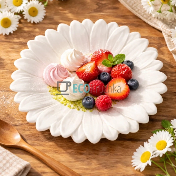 Керамічна тарілка Ромашка 26 см біла (928-017)