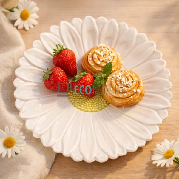 Керамічна тарілка Ромашка 21 см біла (928-018)