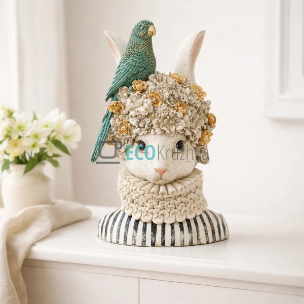 Декоративна статуетка Кролик з папугою 35 см (419-313) Декоративна статуетка Кролик з папугою 35 см (419-313)