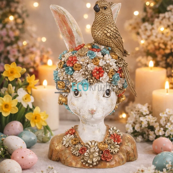 Декоративна статуетка Кролик з папугою 16х17х35 см (419- ... Декоративна статуетка Кролик з папугою 16х17х35 см (419- ...