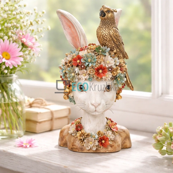 Декоративна статуетка Кролик з папугою 16х17х35 см (419- ... Декоративна статуетка Кролик з папугою 16х17х35 см (419- ...