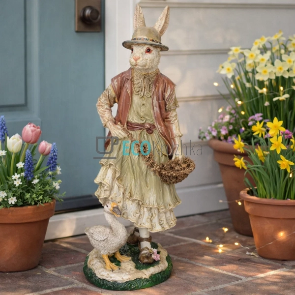 Декоративна фігура Кролиця 35 см бордо із золотом і зеле ... Декоративна фігура Кролиця 35 см бордо із золотом і зеле ...