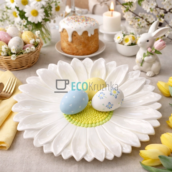 Керамічна тарілка Ромашка 26 см біла (928-017) Керамічна тарілка Ромашка 26 см біла (928-017)