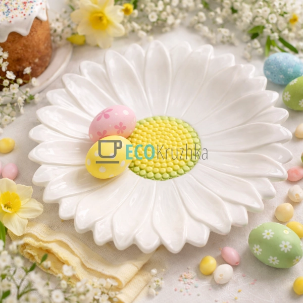 Керамічна тарілка Ромашка 26 см біла (928-017) Керамічна тарілка Ромашка 26 см біла (928-017)