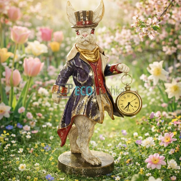 Статуетка Білий Кролик з годинником, із золотою поталлю ... Статуетка Білий Кролик з годинником, із золотою поталлю ...