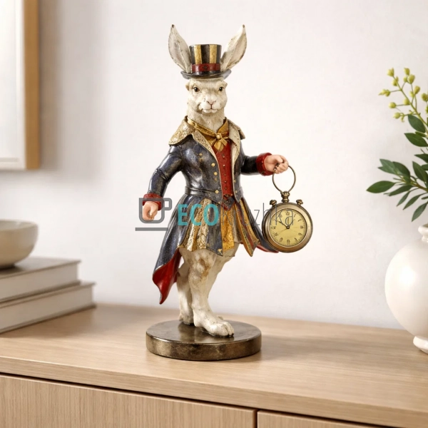 Статуетка Білий Кролик з годинником, із золотою поталлю ... Статуетка Білий Кролик з годинником, із золотою поталлю ...