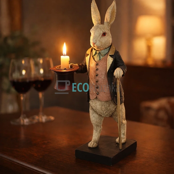 Декоративна фігура-свічник Білий Кролик 34 см (419-131) Декоративна фігура-свічник Білий Кролик 34 см (419-131)