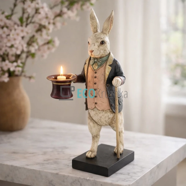 Декоративна фігура-свічник Білий Кролик 34 см (419-131) Декоративна фігура-свічник Білий Кролик 34 см (419-131)